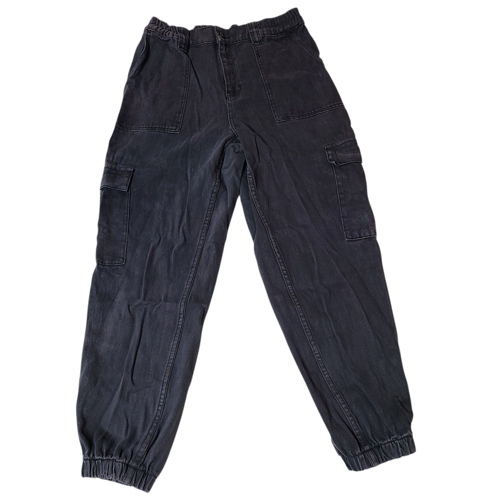 PacSun Jogger Pants Womens Large Gray Black Cargo Utility Y2K Elastic Waist